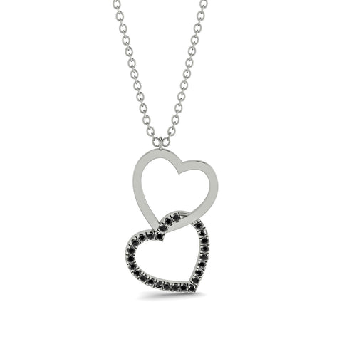 Interlocked Hearts Black Diamond Necklace - Wendy No. 9