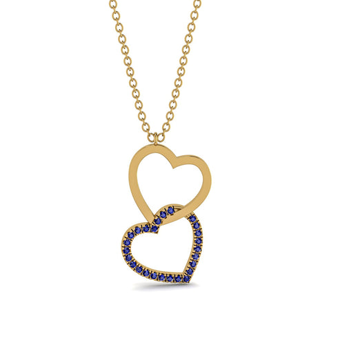 Interlocked Hearts Sapphire Necklace - Wendy No. 13