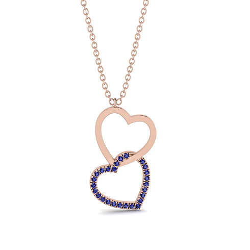 Interlocked Hearts Sapphire Necklace - Wendy No. 14