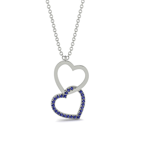 Interlocked Hearts Sapphire Necklace - Wendy No. 15