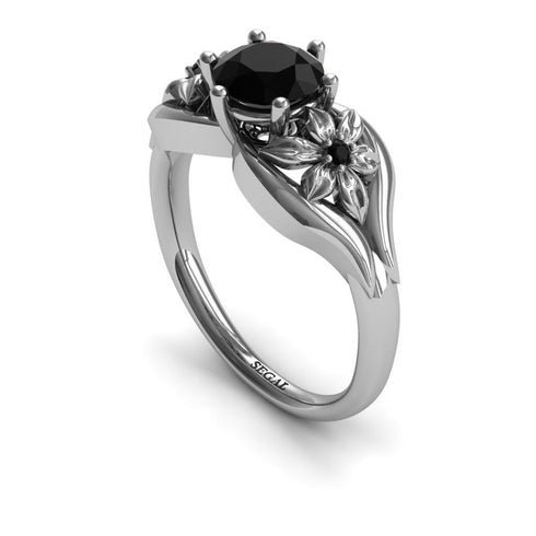 Two Seasons Flower Ring Black Diamond- Bella no. 15 – Segal Jewelry