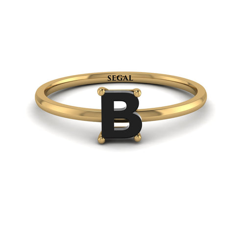 B Letter - Initial Gold Diamond Ring