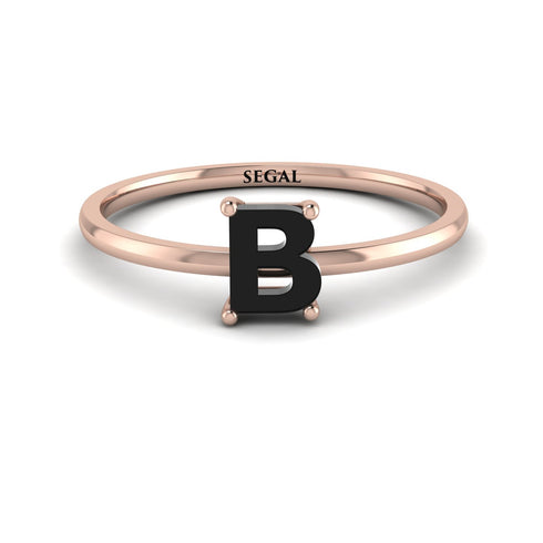 B Letter - Initial Rose Gold Diamond Ring