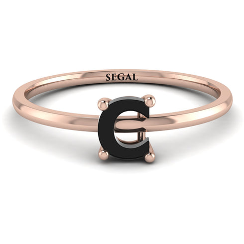 C Letter - Initial Rose Gold Diamond Ring