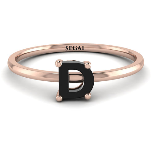 D Letter - Initial Rose Gold Diamond Ring