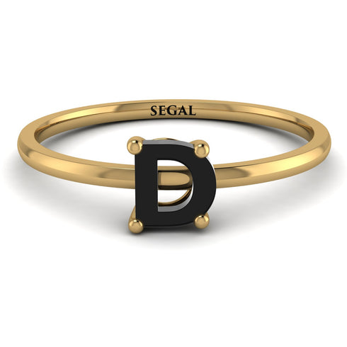 D Letter - Initial Gold Diamond Ring