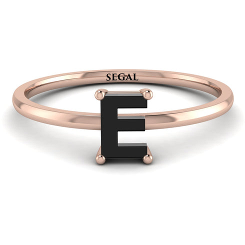 E Letter - Initial Rose Gold Diamond Ring