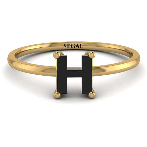 H Letter - Initial Gold Diamond Ring