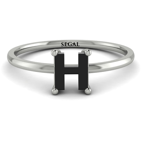 H Letter - Initial White Gold Diamond Ring