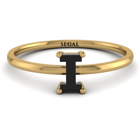 I Letter - Initial Gold Diamond Ring