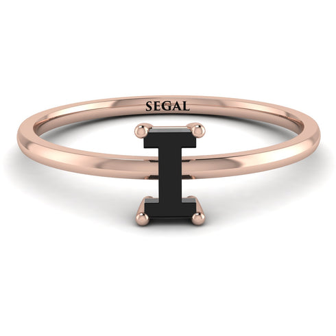 I Letter - Initial Rose Gold Diamond Ring