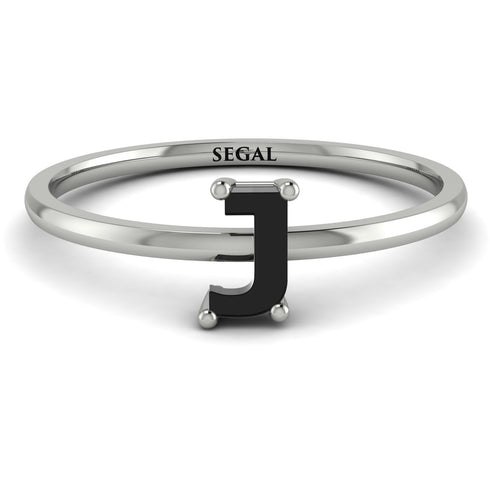 J Letter - Initial White Gold Diamond Ring