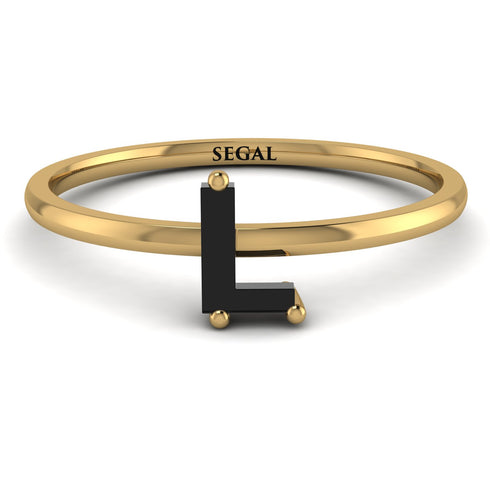 L Letter - Initial Gold Diamond Ring