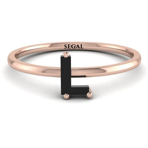 L Letter - Initial Rose Gold Diamond Ring