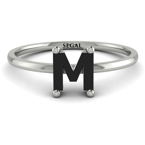 M Letter - Initial White Gold Diamond Ring