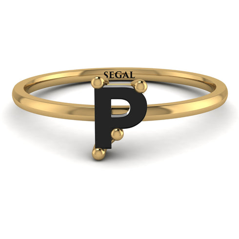 P Letter - Initial Gold Diamond Ring