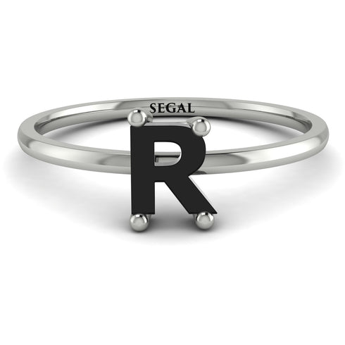 R Letter - Initial White Gold Diamond Ring