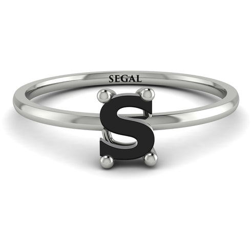 S Letter - Initial White Gold Diamond Ring