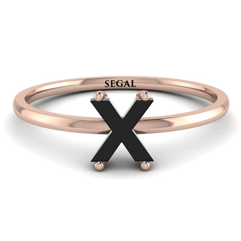 X Letter - Initial Rose Gold Diamond Ring