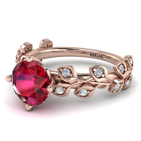 Leaves All Around Rose Gold Ruby Ring - Sydney 2ct No. 11