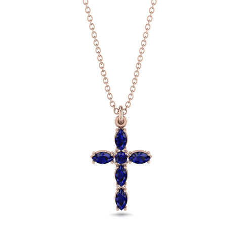 Luxurious Sapphire Cross Necklace - Silas No. 14