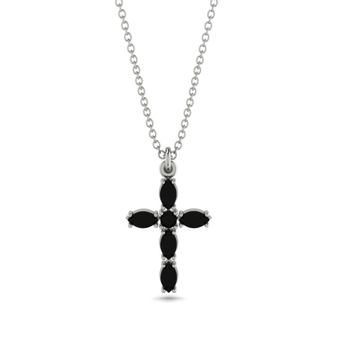 Luxurious Black Diamond Cross Necklace - Silas No. 9