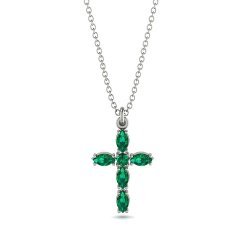 Luxurious Emerald Cross Necklace - Silas No. 6