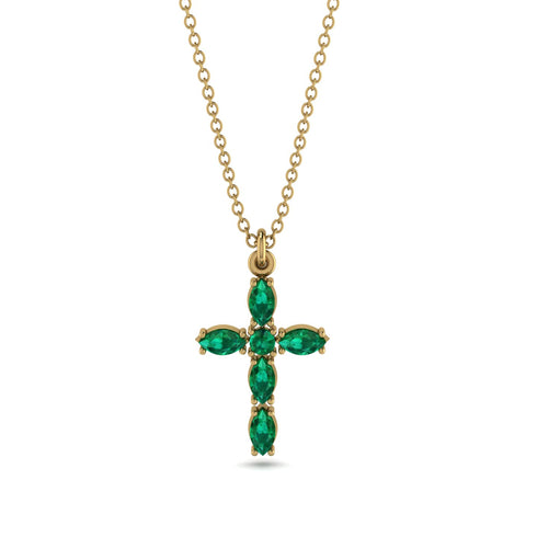 Luxurious Emerald Cross Necklace - Silas No. 4