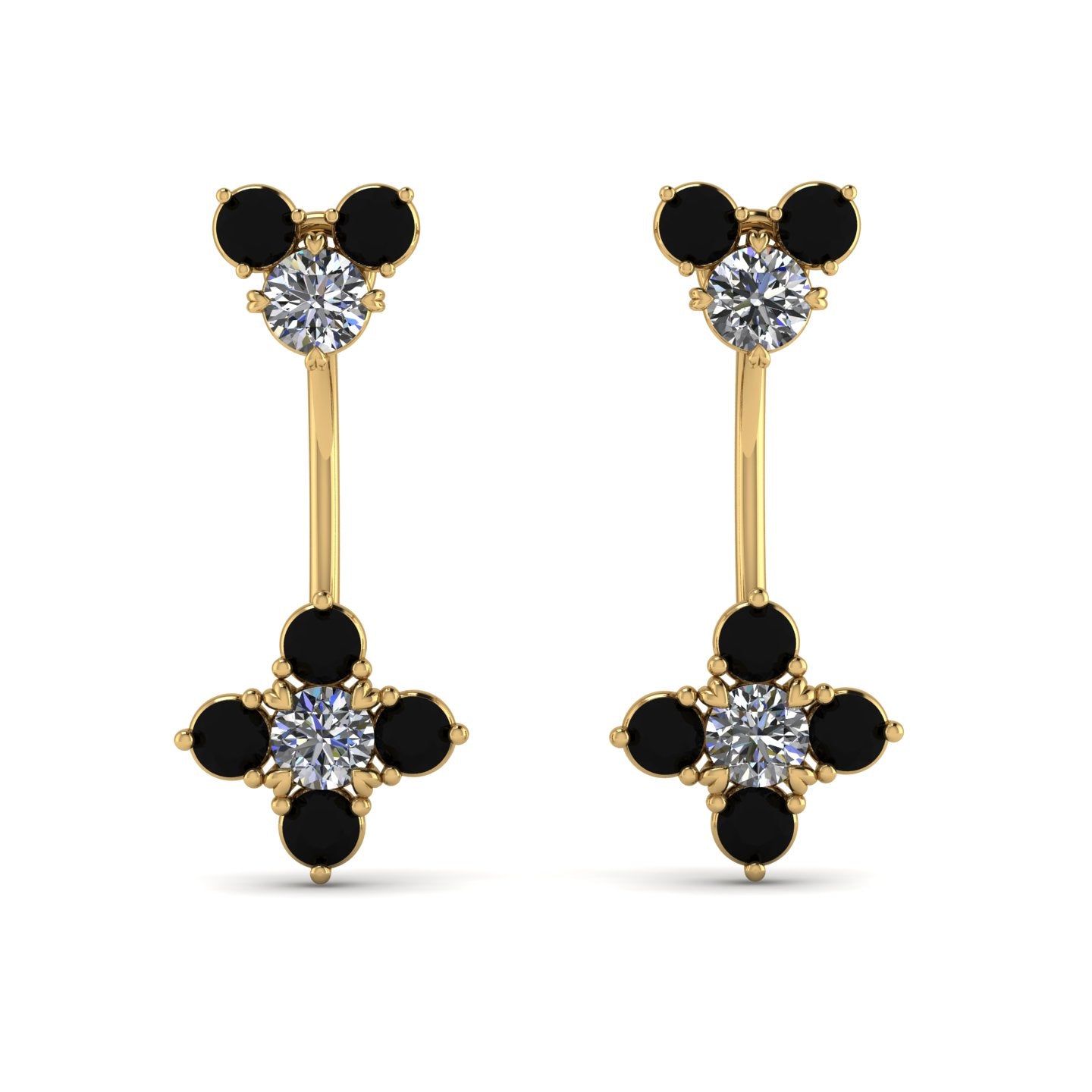 Ever Blossom Earrings, Yellow Gold, Onyx & Diamonds - Jewelry