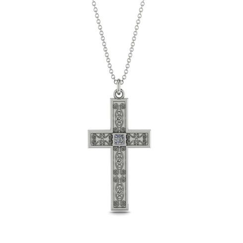 Ornamented Diamond Cross Necklace - Adam No. 3