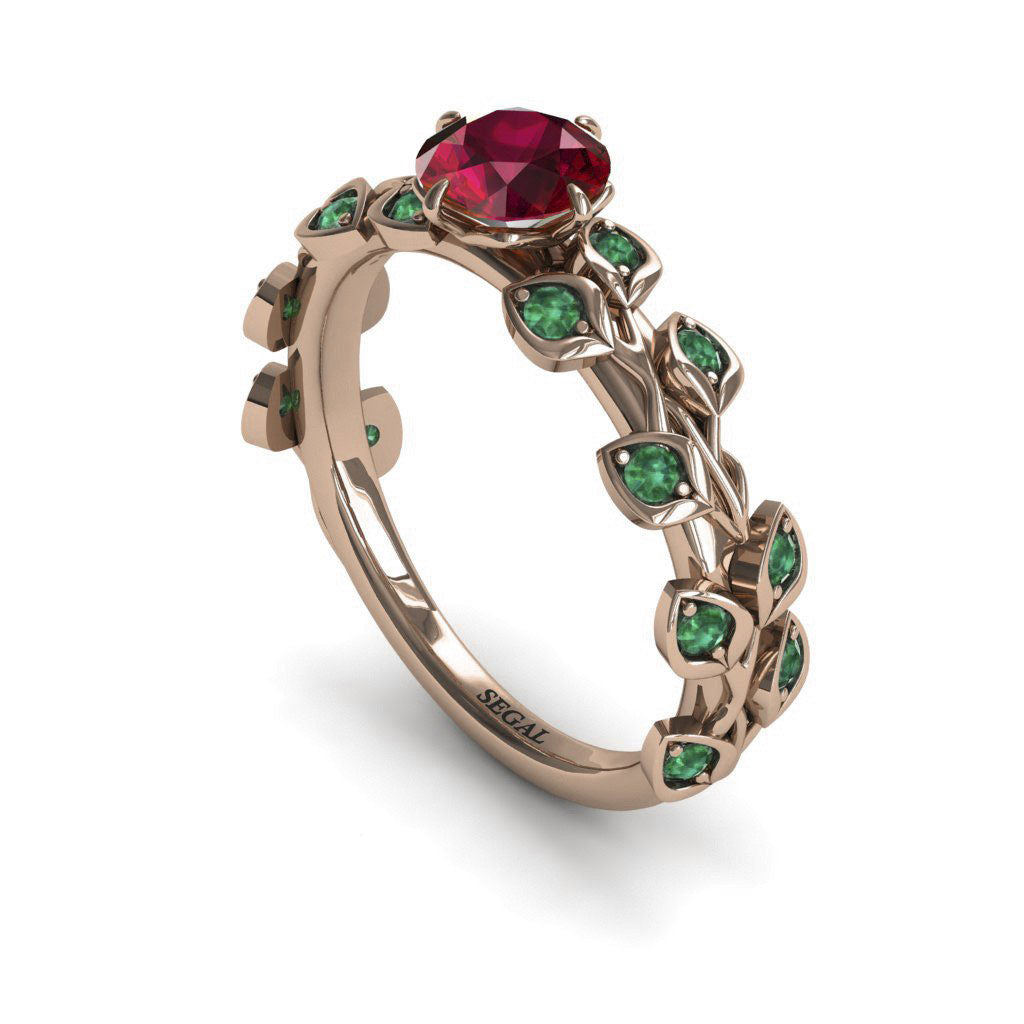 De schuld geven pensioen compact Leaves All Around Ruby Ring- Sydney no. 17 – Segal Jewelry