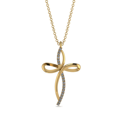 Unique Diamond Swirling Cross Necklace - Arthur No. 1