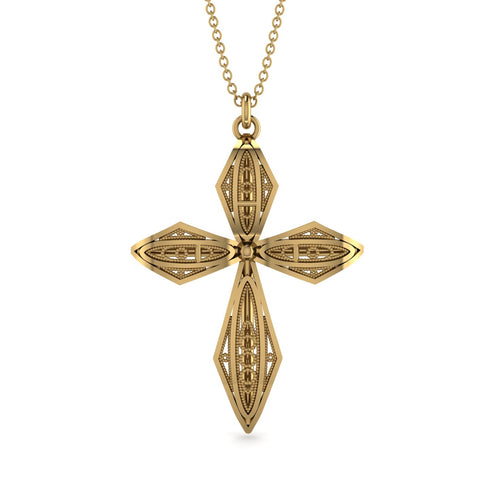 Architectural Geometric Cross Necklace - Carson No. 1