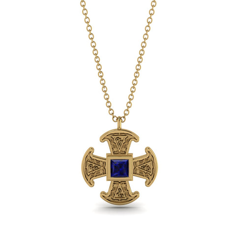 Celtic Cross Sapphire Necklace - Thomas No. 13