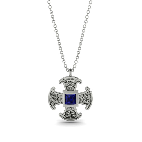 Celtic Cross Sapphire Necklace - Thomas No. 15