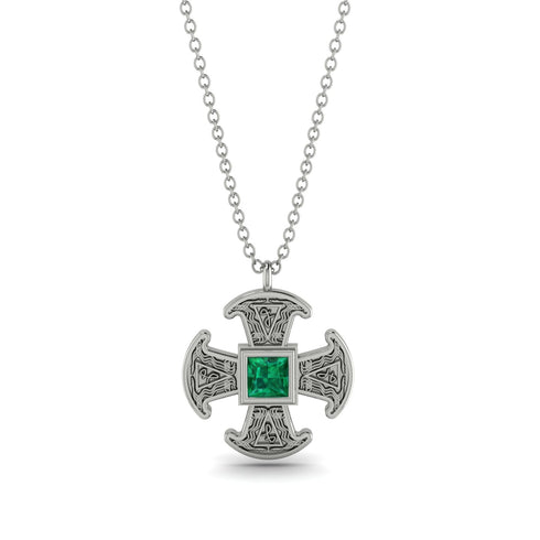 Celtic Cross Emerald Necklace - Thomas No. 6