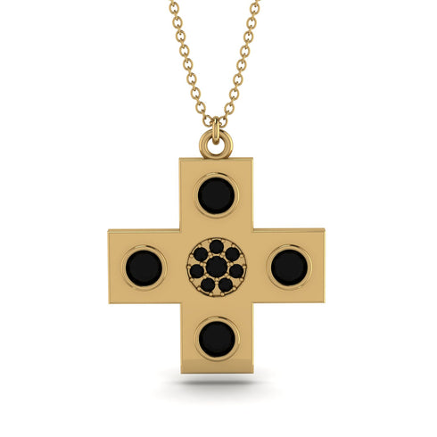 Equilateral Black Diamond Cross Necklace - Jayce No. 7