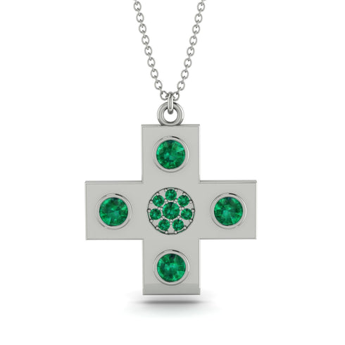 Equilateral Emerald Cross Necklace - Jayce No. 6