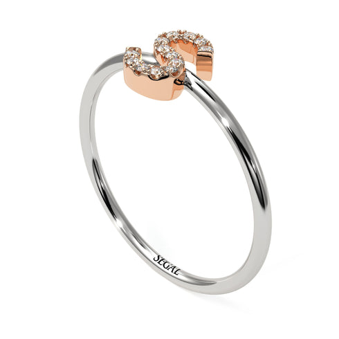 Two Tones Initial Diamond Ring - Raegan No. 18