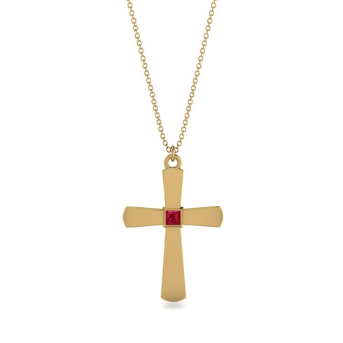 Latin Ruby Cross Necklace - Tobias No. 10