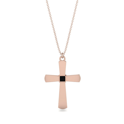 Latin Black Diamond Cross Necklace - Tobias No. 8