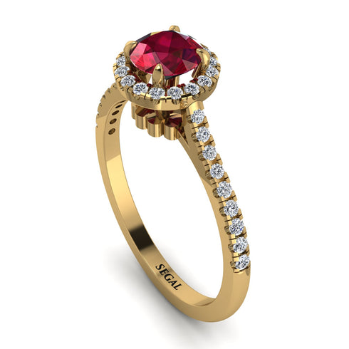 Milgrain Halo Ruby Ring - Betty No. 10