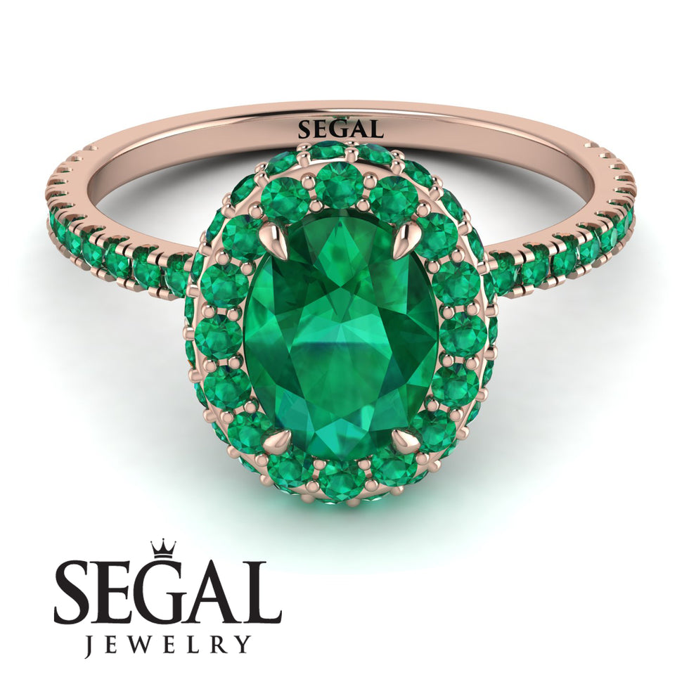 Oval Emerald Halo Hidden Emeralds Ring - Amy No. 20 – Segal Jewelry