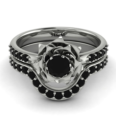 A lady's Rose Bridal Set Black Diamond Ring - Elena Set no. 4