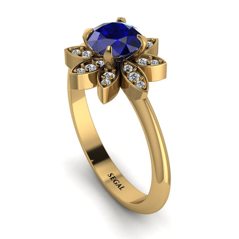 Round Sapphire Flower Ring - Michelle No. 13