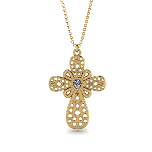 Unique Glam Diamond Cross Necklace - Leo No. 1